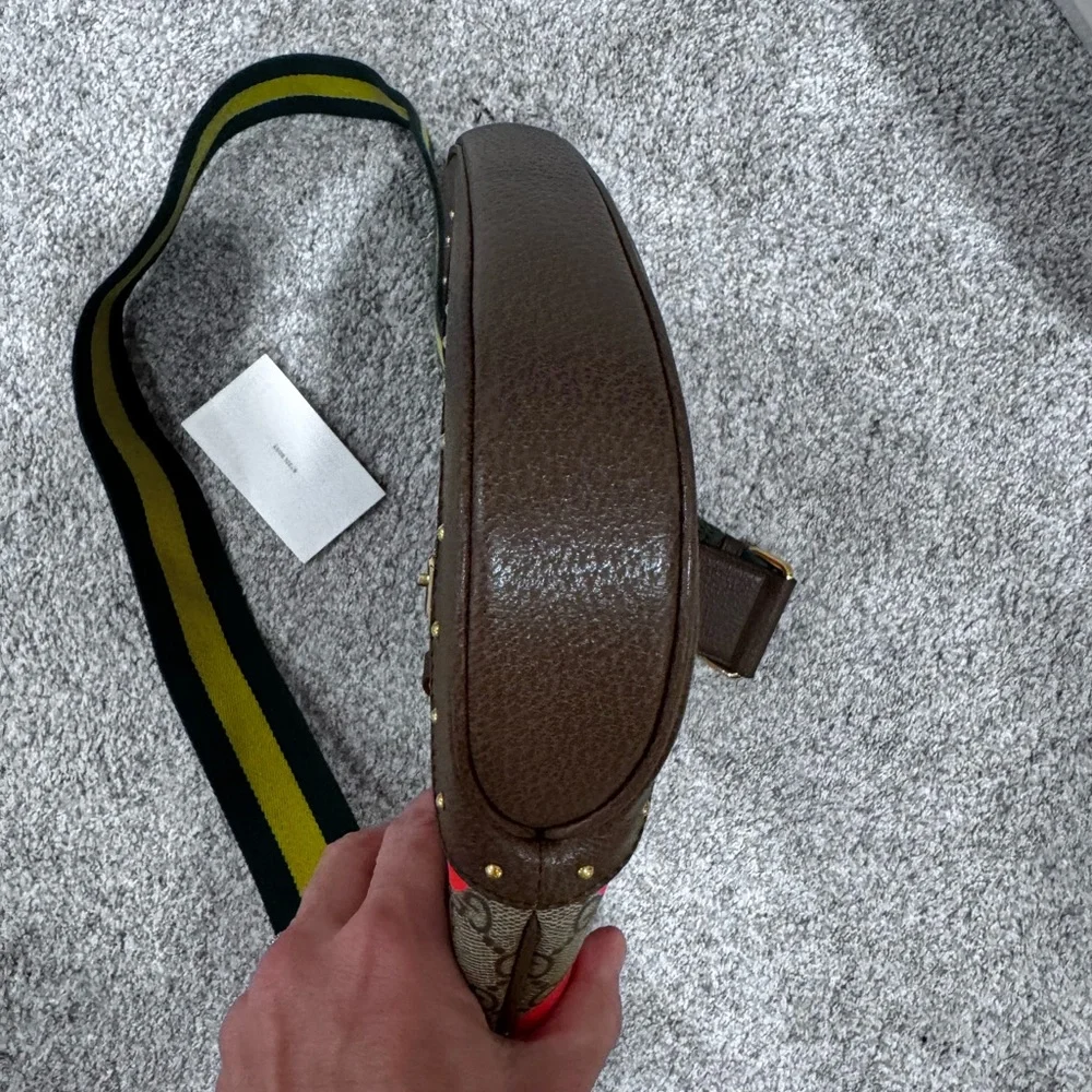 Gucci Geometric GG Supreme Canvas Jackie 1961 Small Studded Shoulder Bag - Picture 9 of 16